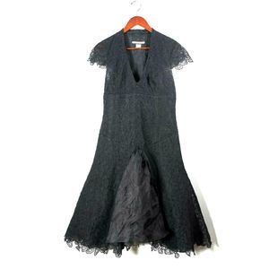 Pamella Roland Small Black Jacquard Lace Dress